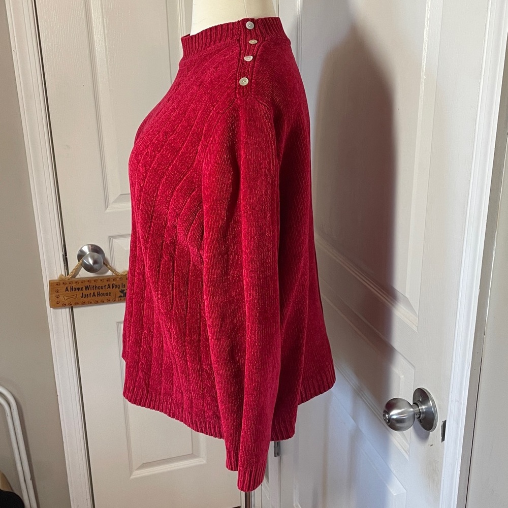 Alfred Dunner Mockneck Red Sweater Chenille Cabled Winter Holiday Christmas 3X - Picture 7 of 17